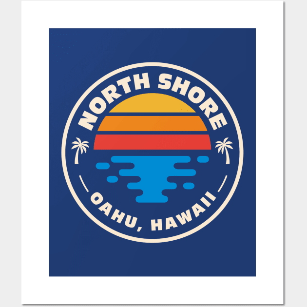 Retro North Shore Oahu Hawaii Vintage Beach Surf Emblem Wall Art by Now Boarding